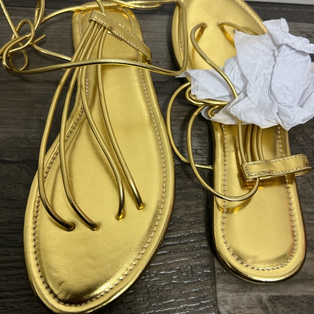Glamorous Gold Strappy Sandals